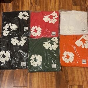 Graphic Tees Set - Black, Red, White, Green, Orange